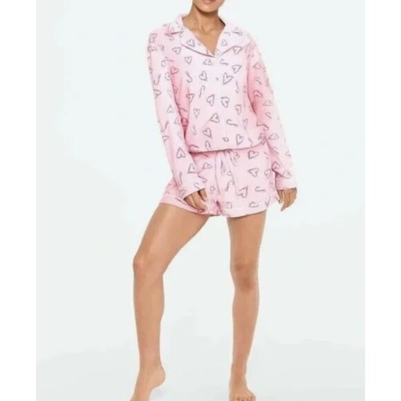 Victoria’s Secret PINK Candy Cane Heart Pajama Set (Size Small) - Picture 1 of 12
